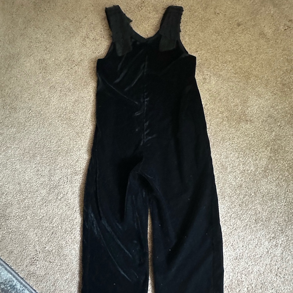 Zara Toddler Girls Black Velvet Wide-Leg Romper